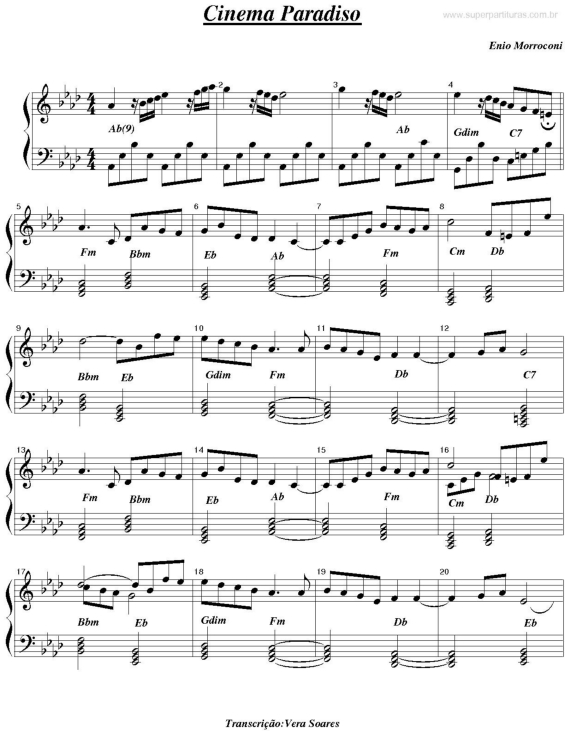 Partitura da música Tema de Cinema Paradiso v.2