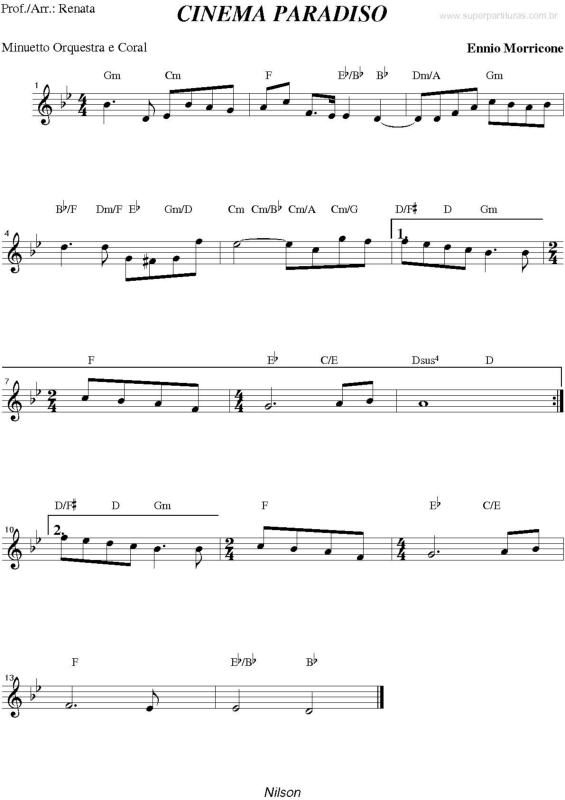 Partitura da música Tema de Cinema Paradiso v.3