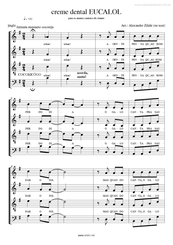 Partitura da música Tema de Creme Dental Eucanol