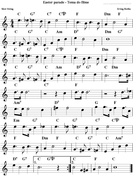 Partitura da música Tema de Easter Parade