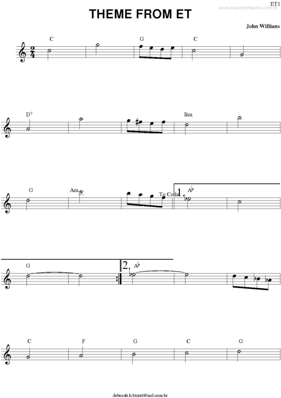 Partitura da música Tema de ET