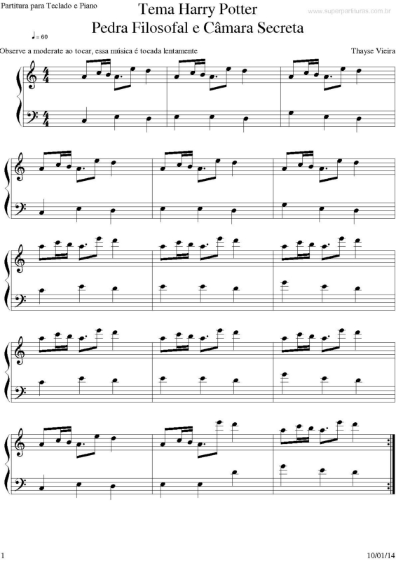 Partitura da música Tema de Harry Potter v.2