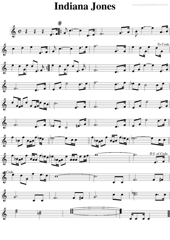 Partitura da música Tema de Indiana Jones v.2