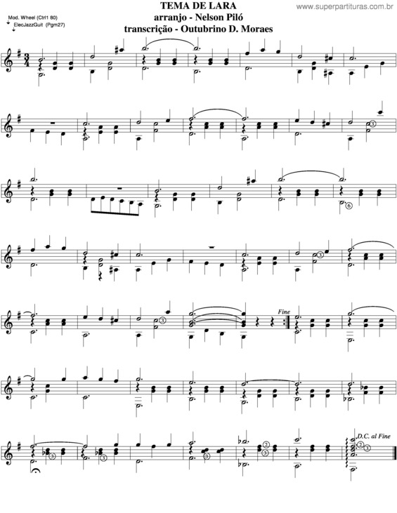 Partitura da música Tema De Lara v.4