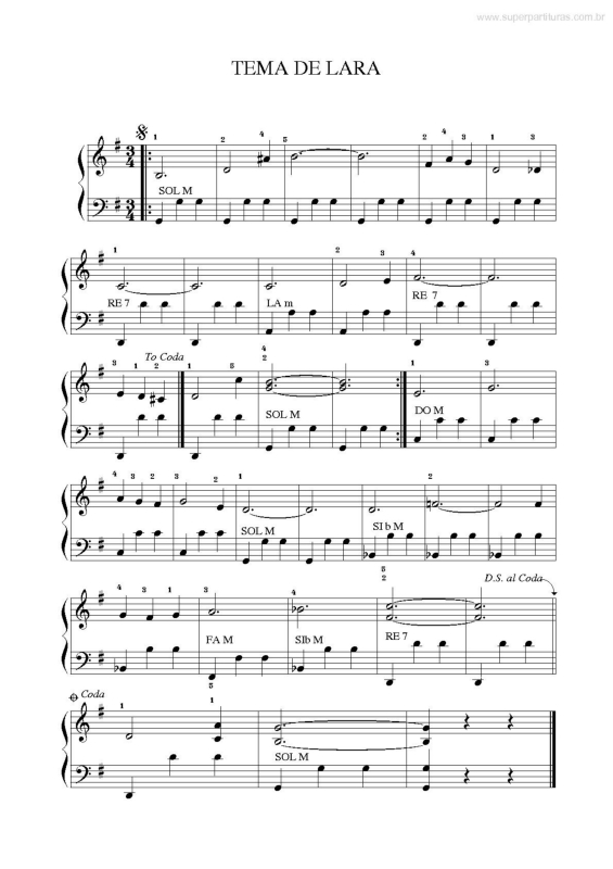 Partitura da música Tema de Lara