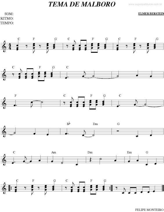 Partitura da música Tema de Malboro