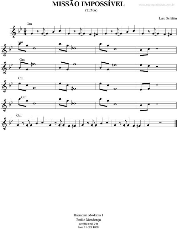 Partitura da música Tema de Missão Impossível v.3