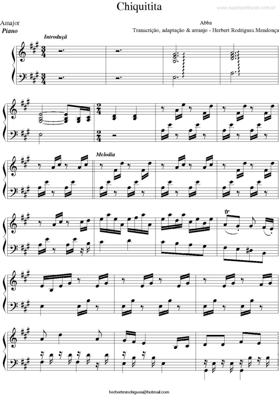 Partitura da música Tema de Misty