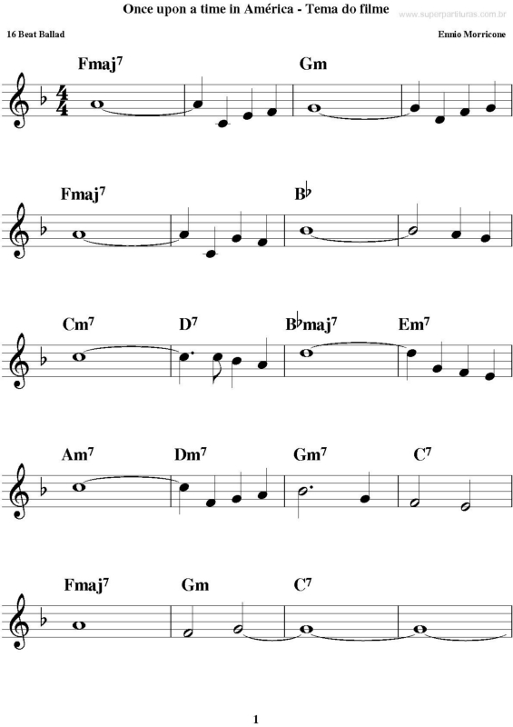 Partitura da música Tema de Onde Upon A Time In America