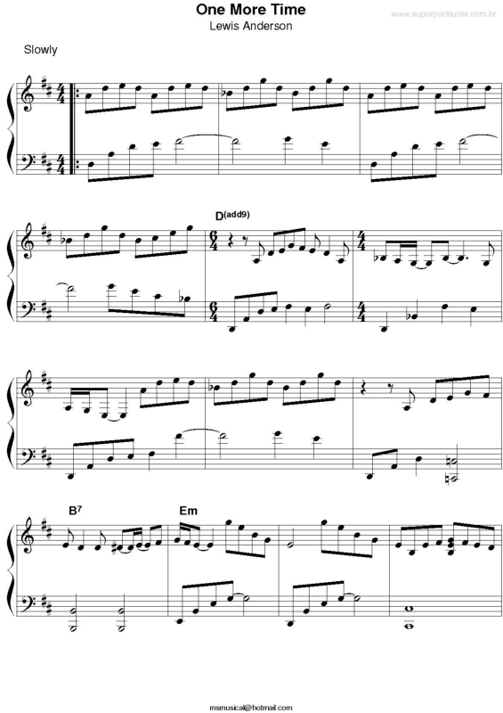 Partitura da música Tema de One More Time