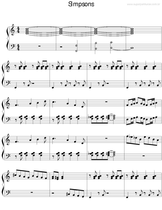 Partitura da música Tema de Os Simpsons