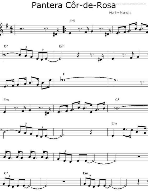 Partitura da música Tema de Pantera Cor-de-rosa v.2