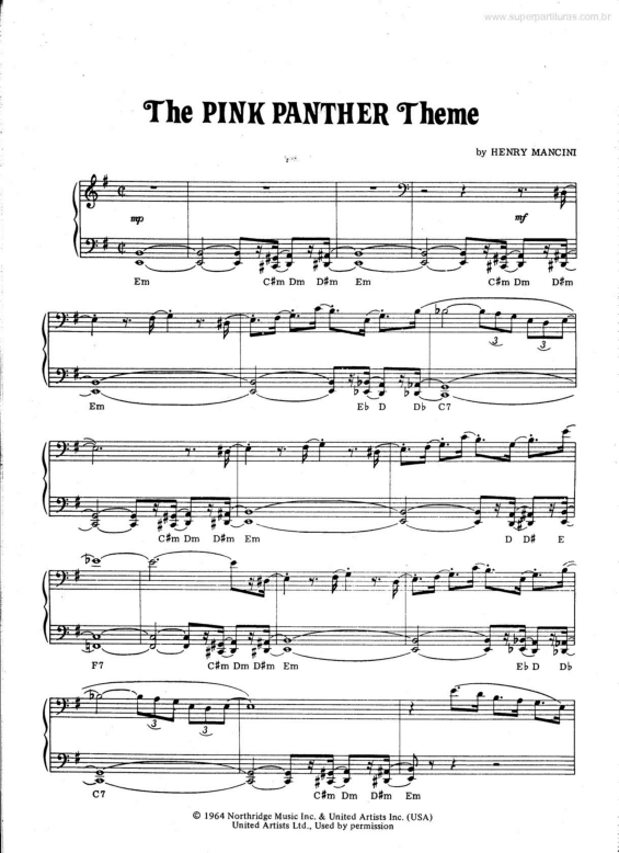 Partitura da música Tema de Pantera Cor-de-rosa v.3