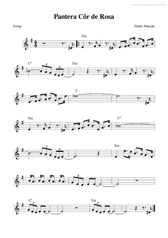 Partitura da música Tema de Pantera Cor-de-rosa v.4