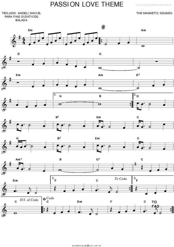 Partitura da música Tema de Passion Love