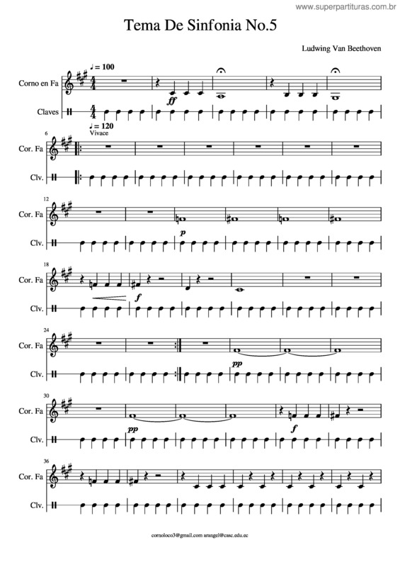 Partitura da música Tema De Sinfonia No5 Beethoven Con Metronomo v.2