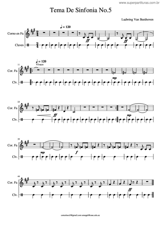 Partitura da música Tema De Sinfonia No5 Beethoven Con Metronomo v.3