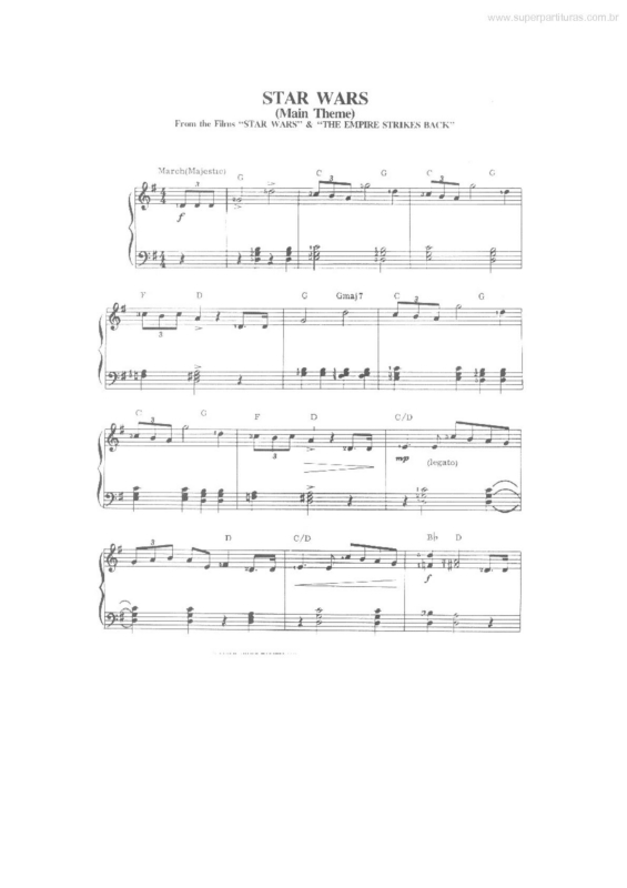 Partitura da música Tema de Star Wars