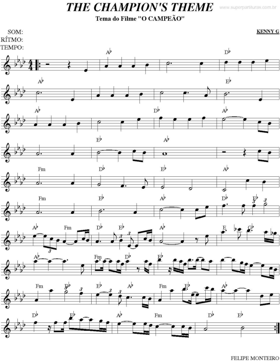 Partitura da música Tema de The Champion