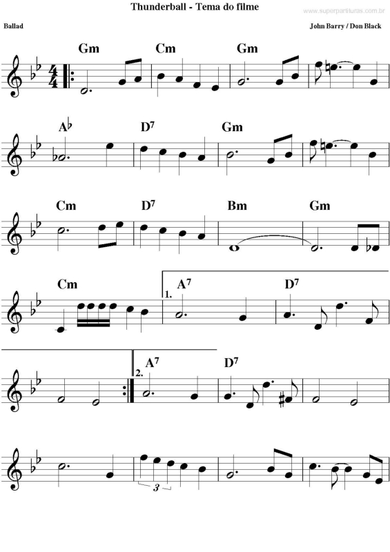 Partitura da música Tema de Thunderball