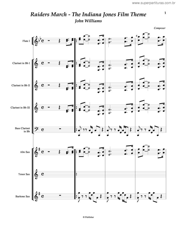 Partitura da música Tema Do Filme Indiana Jones