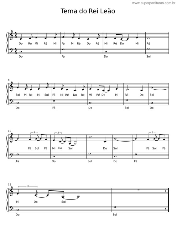 Partitura da música Tema Do Rei Leão v.2