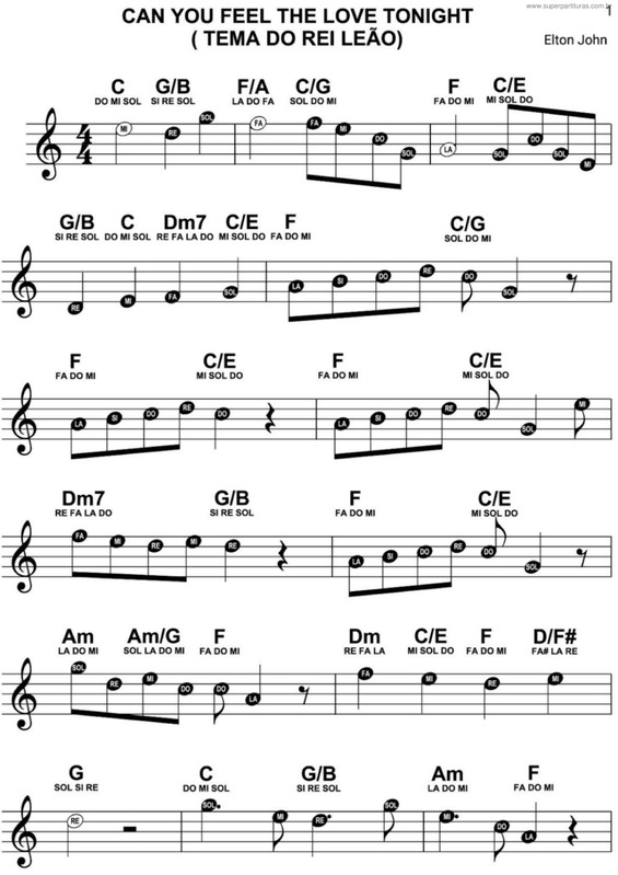 Partitura da música Tema Do Rei Leão