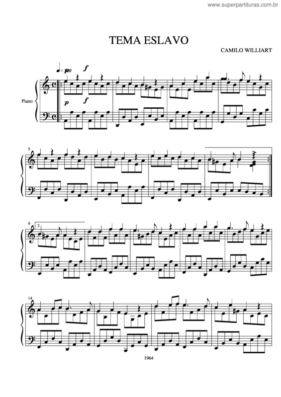 Partitura da música Tema Eslavo