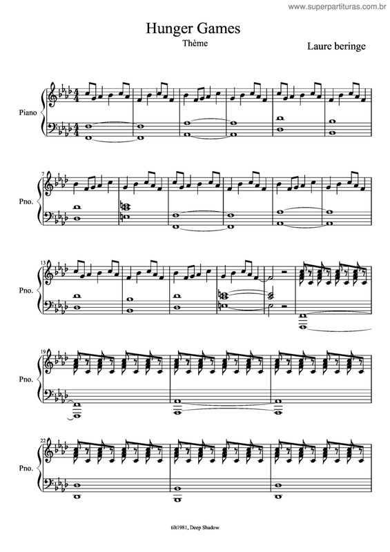 Partitura da música Tema Jogos Vorazes