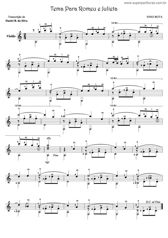 Partitura da música Tema Para Romeu e Julieta