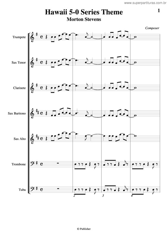 Partitura da música Tema Série Tv Hawai 5-0