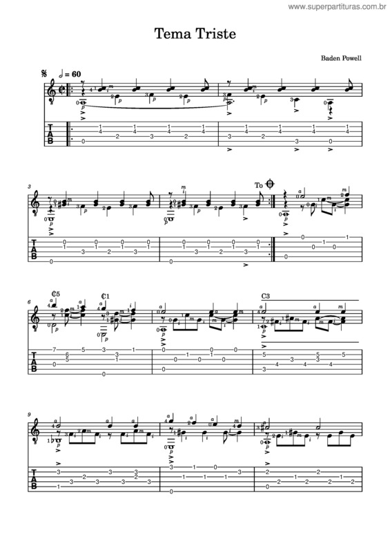 Partitura da música Tema Triste v.2