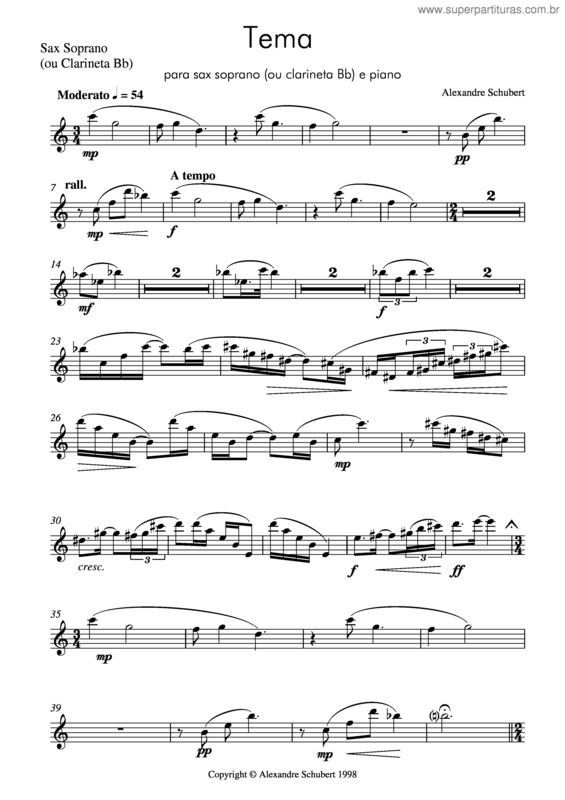 Partitura da música Tema