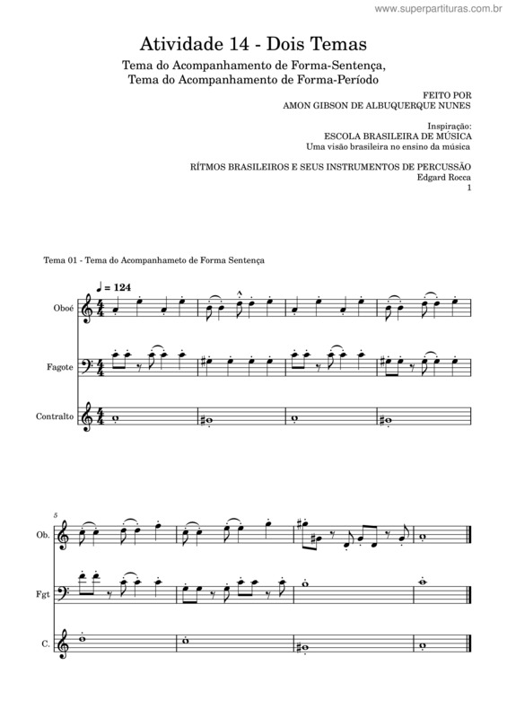 Partitura da música Temadaatividade14damut0113turma01–202401 Amongibsondealbuquerquenunes
