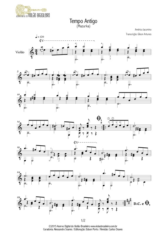 Partitura da música Tempo Antigo