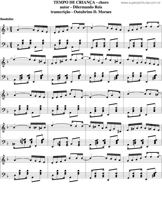 Partitura da música Tempo De Criança v.6