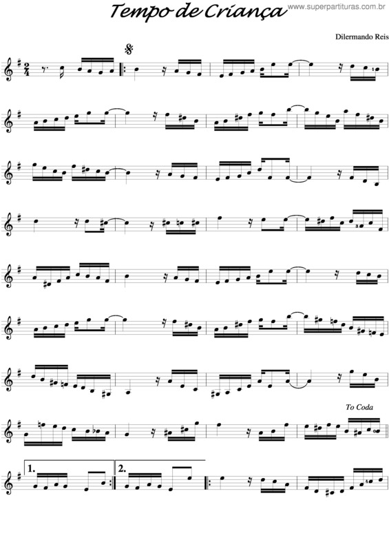 Partitura da música Tempo De Criança v.8