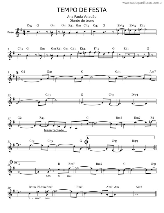 Partitura da música Tempo De Festa – Ana Paula Valadão