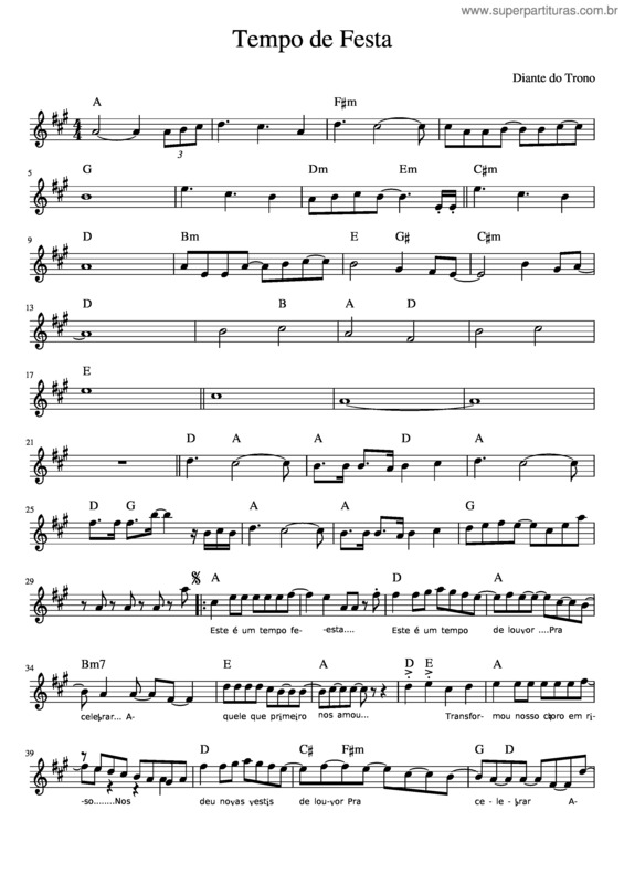 Partitura da música Tempo De Festa – Diante Do Trono 3#