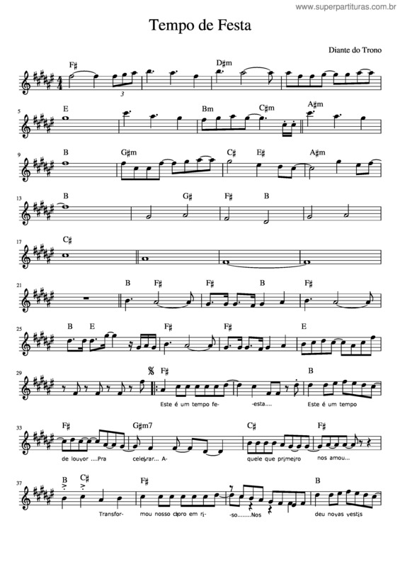Partitura da música Tempo De Festa – Diante Do Trono 6#