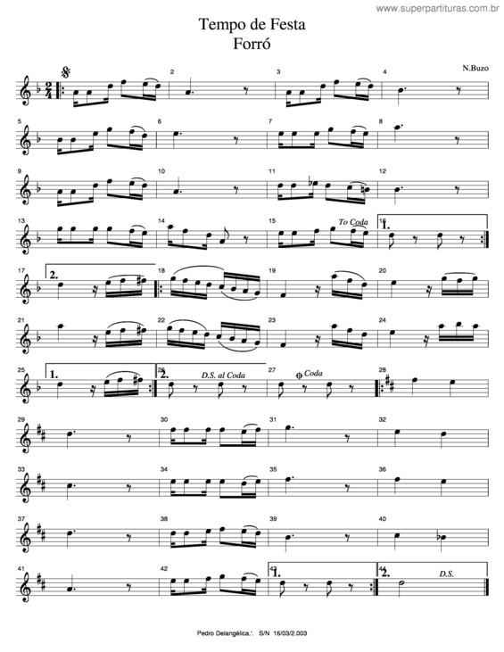 Partitura da música Tempo De Festa