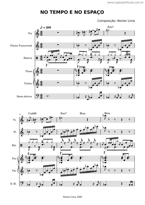 Partitura da música Tempo E Espaço