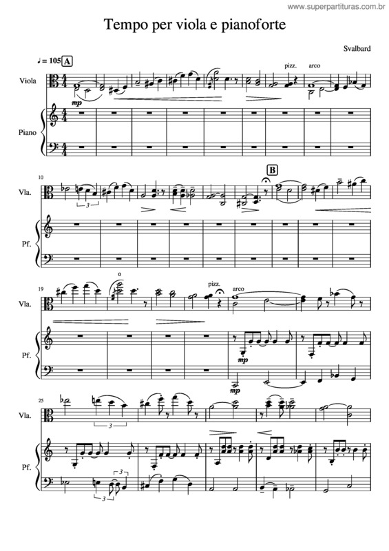 Partitura da música Tempo Per Viola E Pianoforte