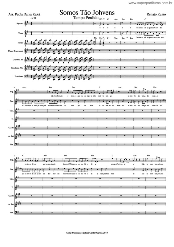 Partitura da música Tempo Perdido v.5