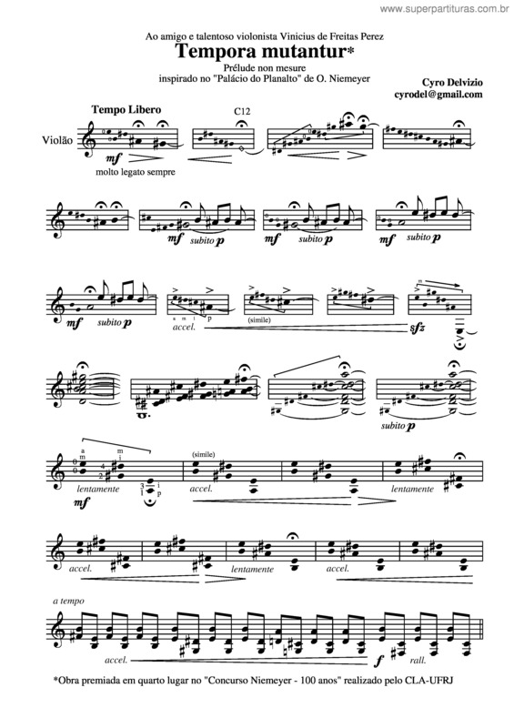 Partitura da música Tempora mutantur