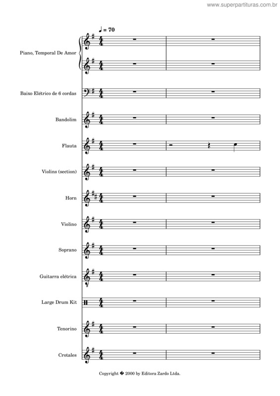 Partitura da música Temporal De Amor – Leandro Y Leonardo