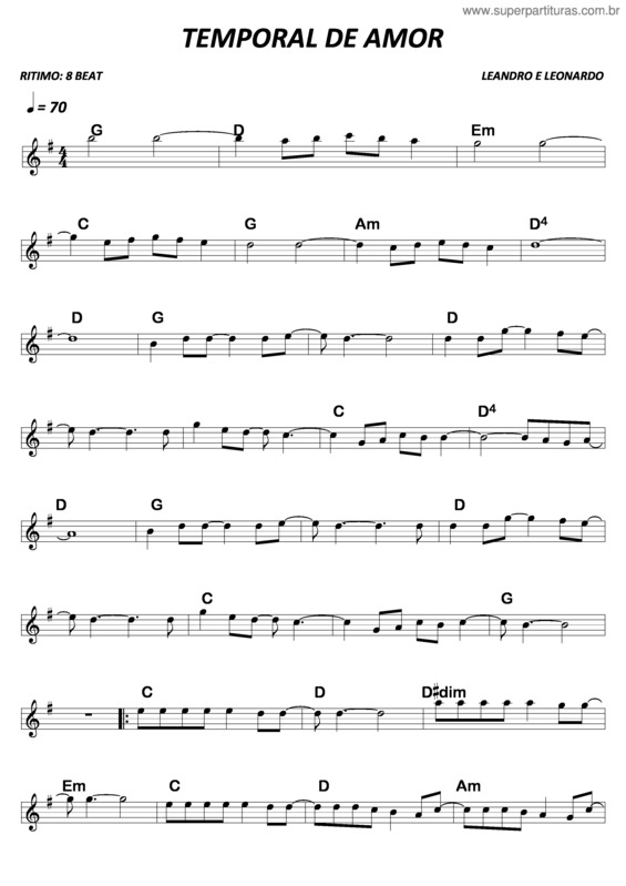 Partitura da música Temporal De Amor v.5