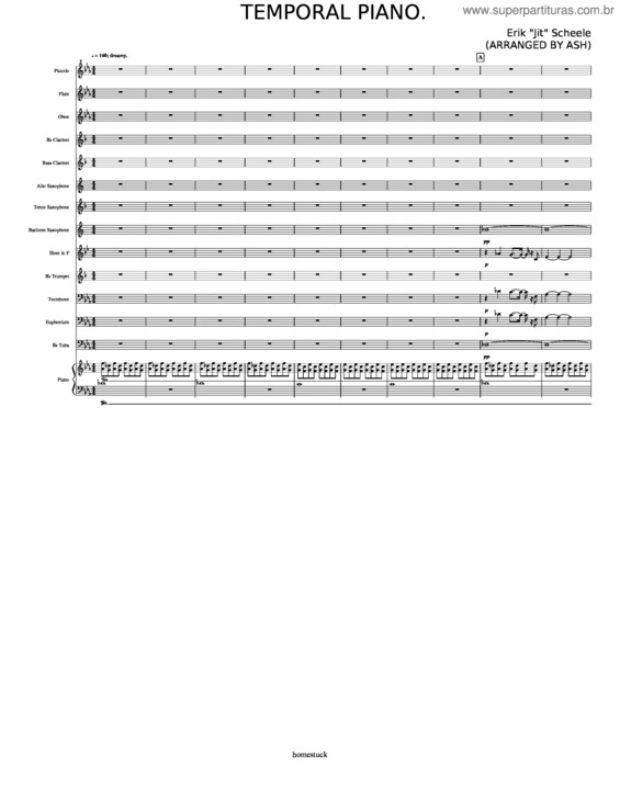 Partitura da música Temporal Piano.