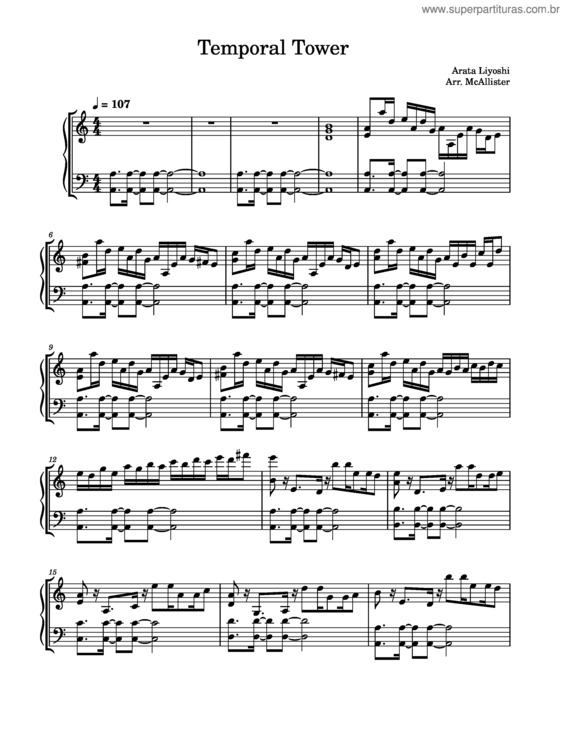 Partitura da música Temporal Tower – Arata Iiyoshi