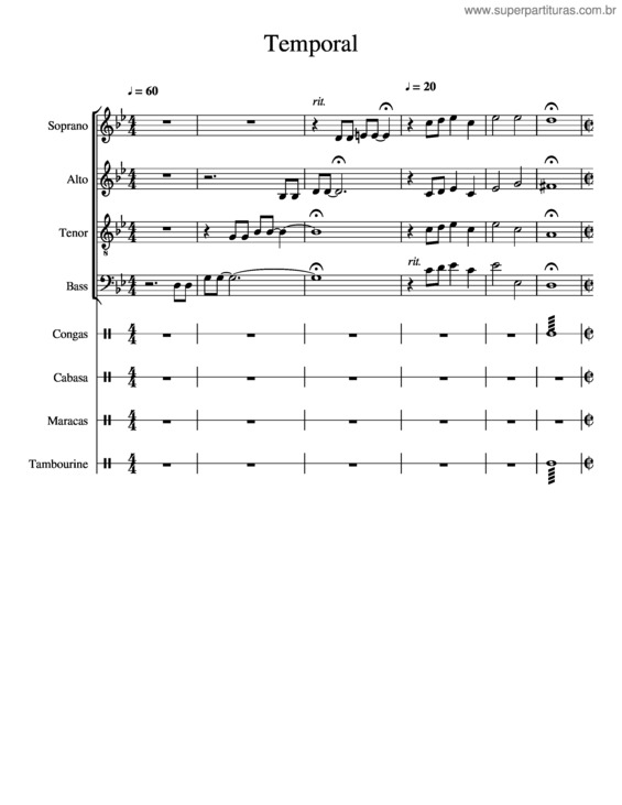 Partitura da música Temporal